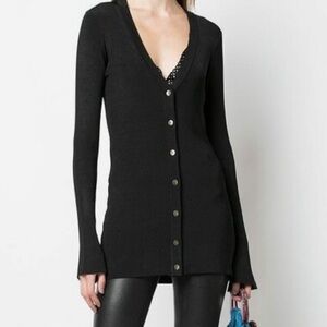 L'AGENCE Black Leather cardigan
